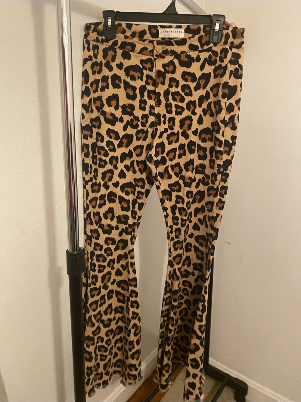 Leopard Print Flare Jean bell bottoms - Tan/Black